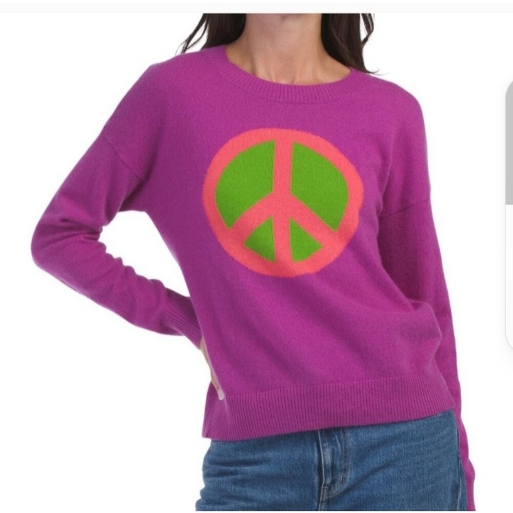 Rachel Zoe Cashmere Sweater Peace Sign